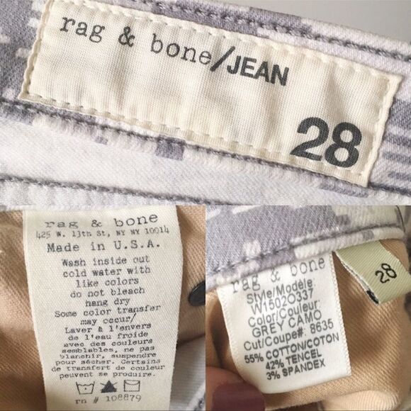Rag & Bone Gray Camo Skinny Jeans 28 - Picture 4 of 5